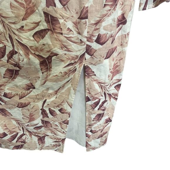 House of Harlow 1960 Womens Large Dress Midi Pink Floral Leaves Puff Sleeves - Picture 9 of 13